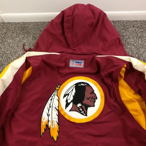 Vintage Washington Redskins Puffer Jacket Starter Pro Line Hooded Mens Large - Picture 2 of 14